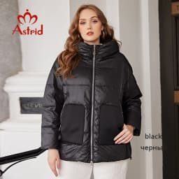 Astrid 2022 Down Jacket Women Winter Warm Parkas Hooded Loose Outerwear Quality Patchwork Fabric Women's jacket Female Clothing