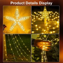 3M/2M Outdoor Christmas Decoration Light String IP67 LED Starry String Lights with Pentagram for Home Party Holiday Lighting