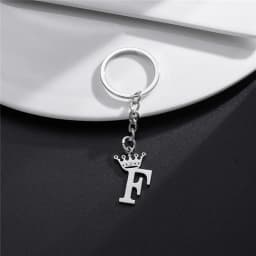 Unique DIY Crown Stainless Steel A-Z Letters Pendant Keychains for Men Women 26 Alphabet Car Key Ring Name Jewelry Keyrings Gift
