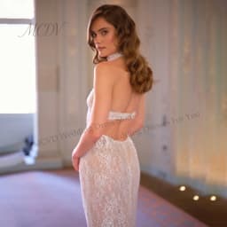 Applique Lace Halter Neck Wedding Dresses Backless Straight Sleeveless Vintage vestidos de noche Floor Length Customized