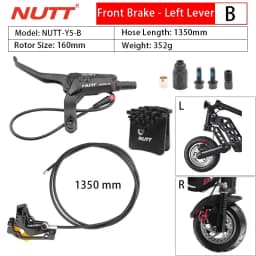 NUTT Electric Scooter 4 Piston Hydraulic Disc Brake Power-off Oil Disk for Zero 10X/11X, Vsett 10+/9+, Kaabo Wolf Warrior 11