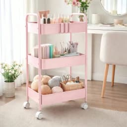 3-Tier Metal Rolling Utility Cart With Handle, Multi-Functional Storage Trolley For Office, Living Room, Kitchen, Movable Storage Organizer With 360° Wheels