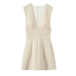 HH Spring Fashion Sleeveless Wool Solid Short Dress Woman Female Elegant Back V-Neck Zipper A-Line Streetwear Mini Dress