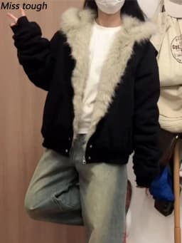 Winter American Retro 2000s Aesthetic Jacket Women Y2k Hooded Design Harajuku Thicken Coat Loose Chic Gothic Dark Outfits Parkas