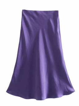 Hot Sale Solid Satin Elastic Waist Women A-Line Skirt Summer Female Slim Falda