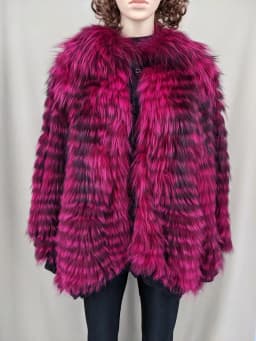 Women's Real Silver Fox Fur Cape Shawl Coat Furry Luxurious Fluffy with Fur Collar Wool Lining Cuffs Stole Crop Jacket 210727