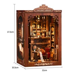 DIY Gothic Book Nook Kit 3D Wooden Miniature Dollhouse with Furniture Handmade Craft Bookshelf Insert Creative Home Decor Gifts