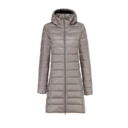Winter Womens Down Jackets Long Ultra Light Thin Casual Coat Puffer Jacket Slim Remove Hooded Hat Detachable Parka Plus size