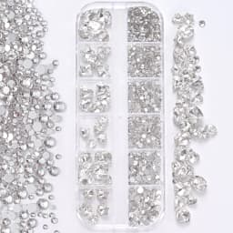 Nail Art Rhinestones Kit 2400pcs Nail Gems Ab Flatback Rhinestones Gems Stones with Storage Organizer for Design Bright Holiday
