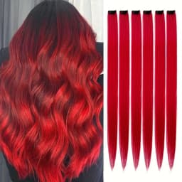 6pcs/pack Clip in Hair Extensions Colored Party Highlights for Girls 22inch Multi-colors Straight Hair Synthetic Hairpieces