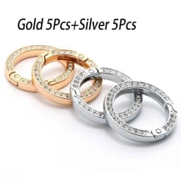 Spring O-Ring Buckle Clips, Alloy Trigger Spring Snap Hook Glossy Rhinestone Key Ring, Creative DIY Keychain Accessories