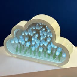DIY Cloud Mirror Tulip Lamp Night Light Girl Bedroom Ornaments Photo Frame Handmade Glass Bedside Sleep Light Christmas Gifts