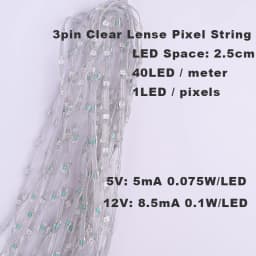 5V 12V WS2811 WS2812 3PIN Clear Lense LED String Lights Dream Color RGBIC Addressable Individually Fairy Seed Pixels Light