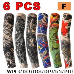 6pcs Men Long Summer Tattoo Sleeves Seamless Armguard Sun Protection Cover Outdoor Gloves Driving Ice Silk Women Arm Sleeves