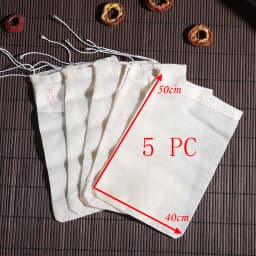 5 PC 100% Cotton Cloth Bag Spice Strainer Mesh Filter Herbal Ball Kitchen Cooking Tools Colander Bag