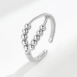 Vintage Round Beads Rotating Anti Stress Ring For Women Twisted Fidget Metal Spinner Anxiety Relief Spinning Ring Bague Femme