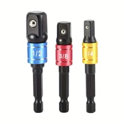 3 Square Nut Driver Bits Impact Socket, Extended Drill Bit Adapter, Electric and Manual Tool Socket Adapter
