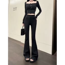 High Waist Flared Suit Pants Women's Spring Summer Autumn New Style Elastic Butt Lifting Casual Long Pants Hoof Pants
