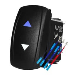 12V 24V Boat Trim Tabs Switch (ON)-OFF-(ON) Momentary Rocker Switch Waterproof Blue Light ON-OFF Toggle Switch With Harness
