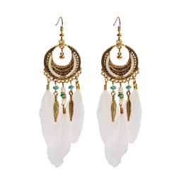 Round Retro Women's Dream Catcher Handmade Long Tassel Feather Earrings Female Leaves Pendant Earring Kolczyki Boho Jewelry