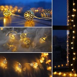 3M 5M 10M Moroccan Silver Metal Balls LED Fairy String Lights Battery USB Operated Wedding Christmas Outdoor Room Garland Deco