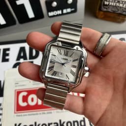 Luxury Watch for Men Square Rectangle Reloj Sliver Orologio Black Leather Strap Stainless Steel Quartz Wristwatch Male Man Clock