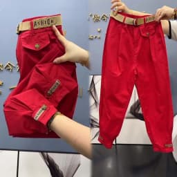 High-quality High Waist Solid Color Cotton Pants Women Fashion 2026 Autumn Loose Casual All-Match Harem Pants Trousers Ladies