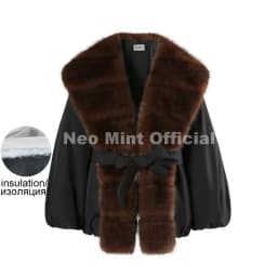 Neo Mint 2026 Winter Luxury Fur Collar Puffer Parka Jacket Women Warm Padded Quilted Coat Iconic Fashion Girls Outerwears