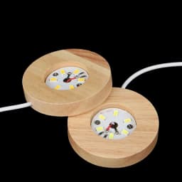 4pcs LED Wood Display Base Round USB Light Stand for Crystal Glass Resin Art Ornament Wooden Night Lamp Base LED Light Stand
