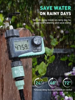 RAINPOINT Sprinkler Timer, Programmable Water Timer for Garden Hose, Outdoor Soaker Hose Timed with Rain Delay/Manual/Automatic Watering System, Digital Irrigation for Yard, Lawn, 1 Outlet