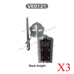 Medieval Military Castle Black Hawk Knight Building Blocks Gothic Cavalry Armor Shield Axe Soldier Figure Accessories Bricks Toy