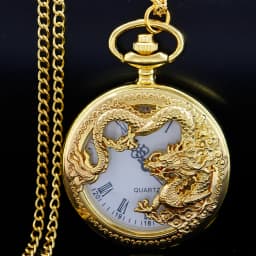 Antique Exquisite Flying Dragon Embossed Quartz Pocket Watch Men's Necklace Pendant Clock Women's Jewelry Accessories Gift