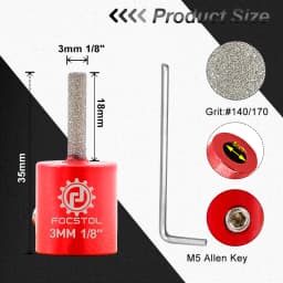FOCSTOL Stained Glass Grinder Bit Head Tools 1 3/4 1/4 1/8 Inch Grinder Bits Head Tools Set Glass Drill Bits