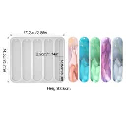 Bookmark Silicone Mold Rectangle Resin Bookmark Epoxy Casting Mould for DIY 5 Cavity Silicone Bookmark Molds Decoration Crafts