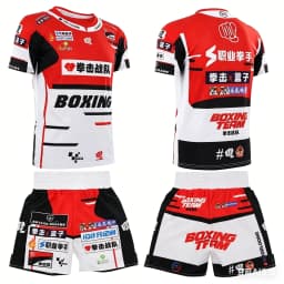 2026 Summer Men's MMA Training Suit Quick Dry Combat Sportswear Set Bold Pink & Black Graphic Shorts & T-Shirt Outfit for Kids