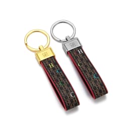 CH Monogram Print Leather Keychain Two Tone Red Edge Car Key Holder Unisex Fashion Bag Charm Luxury Accessory Pendant Keyring