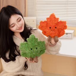 Kawaii Maple Leaf Plush Toy Cute Autumn Leaf Stuffed Plant Doll Soft Home Decor Cuddly Plushies Gift For Girl