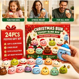 2026 Christmas Squishy Advent Calendar, 24 Days Countdown Surprise Box, Dumpling Slow Rebound Squishies Squeeze Sensory Gift