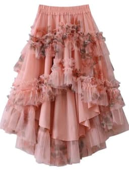 French Style Holiday Ruffle Irregular Midi Long Party Skirt Ball Gown Multi Layer Mesh Fashion Gauze Tutu Elegant Vintage Skirts