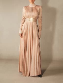 TWOTWINSTYLE Solid Spliced Belt Slimming Dresses For Women O Neck Long Sleeve High Waist Temperament Long Dress Female Clothes