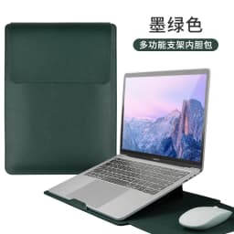 Business Office Commuting Personalized Laptop Pouch Luxury PU Leather Protective Laptop Sleeve With Stand Charger Storage Bag