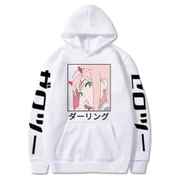 Harajuku Anime Darling In The Franxx Zero Two Graphic Print Hooded Men Women Hoodies Casual Sweatshirt Female Trendy Pullover
