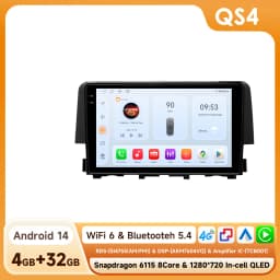 Hizpo Android 14 Car Intelligent Systems For Honda Civic 10th 2016 - 2018 Radio Carplay Multimedia GPS 2din 4G Navigation 8 Core