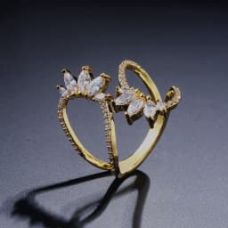 ZAKOL Cute White Geometric Zirconia Leaf Open Adjustable Rings for Women Party Jewelry 2023 New
