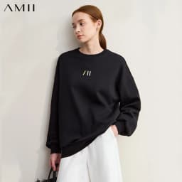 Amii Sweatshirt For Woman 2026 Winter New Casual Round Neck Long Sleeve Hoodie Women Loose Warm Pullover Versatile Top 12524080