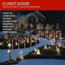 5PC/8PC One Set Of Waterproof Snowflake Cane Candy Lights, Solar Christmas Lights For Outdoor Garden Party Christmas Decoration