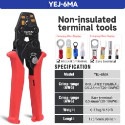Insulated Terminals & Non-Insulated Terminals Cold Crimping Pliers Multifunctional Ratchet Crimping Tool YEJ-16MA/6MA/1MA