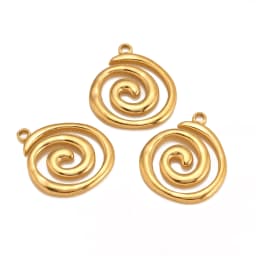 3PCS Stainless Steel Gold Color Round Vortex Charms Spiral Swirl Pendant For DIY Necklaces Earrings Jewelry Accessories Supplies