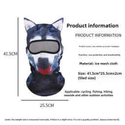 3D Cat Animal Balaclava with Ears, Funny Ski Mask Beanie for Men Women, Music Festival Rave Halloween Party Gifts