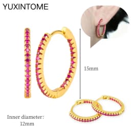 925 Silver Ear Needle Rose Red Hoop Earrings For Women Exquisite Water Drop/Flower/Heart Crystal Piercing Huggie Earring Jewelry